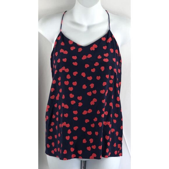 Tibi NY 100% Silk Camisole Tank 0 (S) Blue/Red Hearts Racerback Halter Romantic - Picture 5 of 5